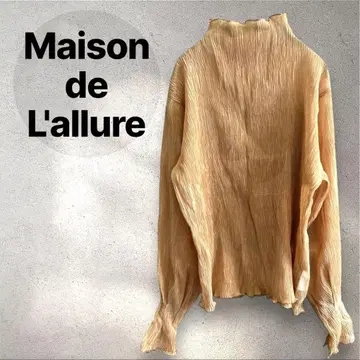 MaisondeL'allure 플리츠 티셔츠 시어 하이넥