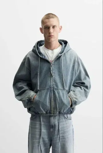 ZARA 자라 후드 부착 데님풍 후디 M 사이즈