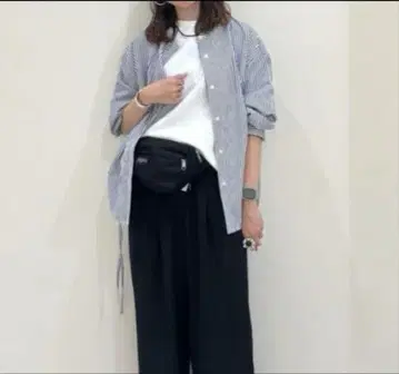 스트라이프 드로스트 셔츠 긴팔 네이비 스트라이프