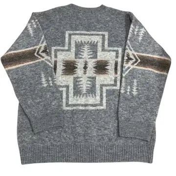 Pendleton 그레이 스웨터 니트 기하학 패턴