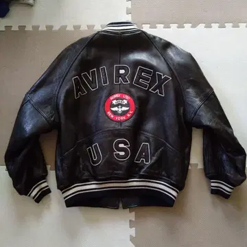 AVIREX 가죽 자켓 바시티 자켓 소가죽 블랙