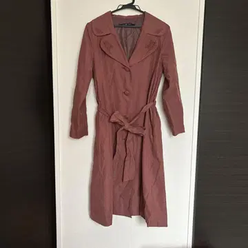 어나더 안젤로스 핑크 꽃무늬 자수 트렌치코트