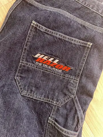 Hellrazor 다크 블루 스트레이트 데님 청바지 L