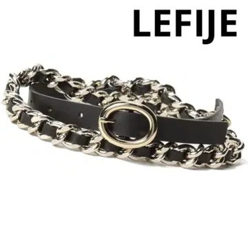 LEFIJE 가죽 벨트 골드 체인 80 블랙
