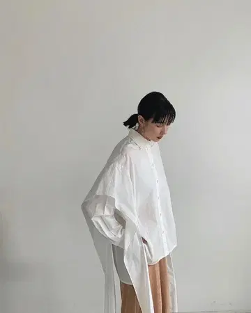 사이드 리본 오버 셔츠