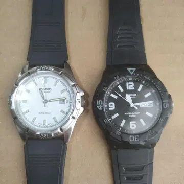 CASIO 쿼츠 손목시계 작동품 2개 세트 실버 블랙