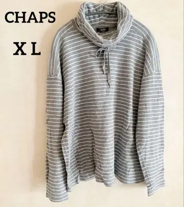 CHAPS 후드 부착 니트 XL 그레이/스트라이프