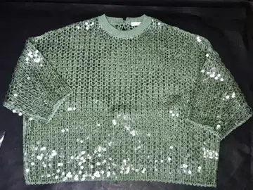 브루넬로쿠치넬리 스팽글 니트탑 M 그린 참고 20만 엔 새상품급