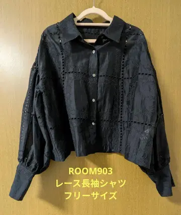ROOM903 블랙 자수 셔츠 프리 사이즈