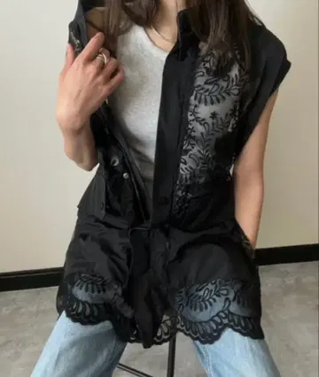 deux amour 레이스 베스트 블랙
