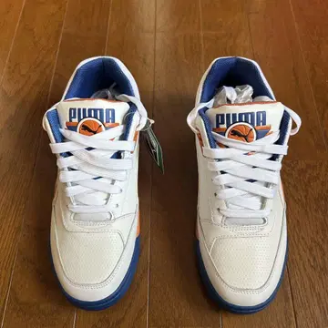 미사용 PUMA 하이컷 스니커즈 화이트/오렌지/블루 25.5cm