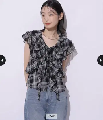 마이 스트라다 시어 프릴 블라우스