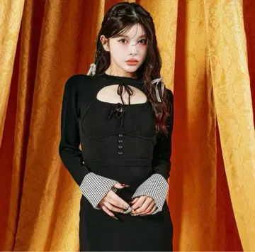 Darich 프론트 오픈 니트 미니 원피스