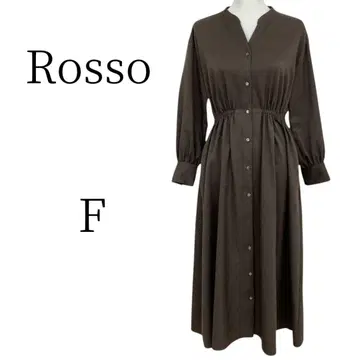 Rosso 로쏘 브라운 롱 셔츠 원피스 FREE SIZE