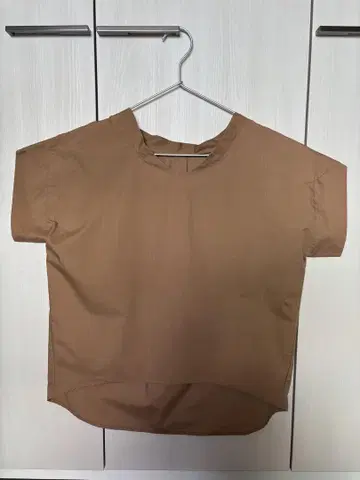 ABAHOUSE 브라운 반팔 셔츠 폴리에스테르 코튼 혼방