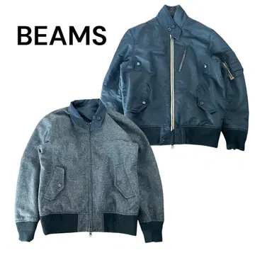 BEAMS 리버서블 블루종 MA-1
