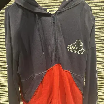 XLARGE 네이비 레드 풀 집업 후드티