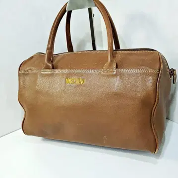 모스키노 MOSCHINO 가죽 보스턴 백 로고 자수 하트 참