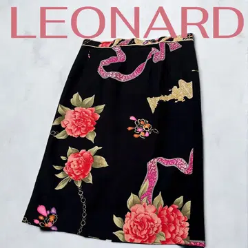 레오나르 LEONARD 타이트 스커트 꽃무늬 W79 빅 사이즈 블랙