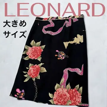 레오나르 LEONARD 타이트 스커트 꽃무늬 W79 빅 사이즈 블랙