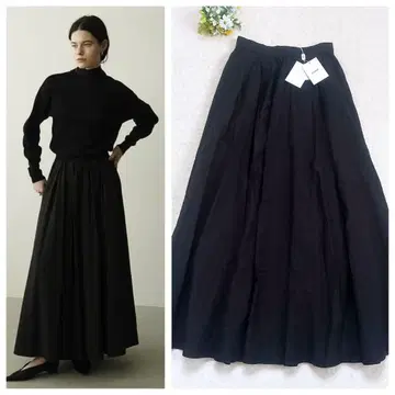 [새상품] 클라네 VOLUME MAXI SKIRT 롱 플레어 블랙 S