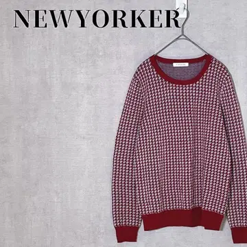 NEWYORKER 하운드투스 자카드 니트 스웨터 울 100% 사이즈 L