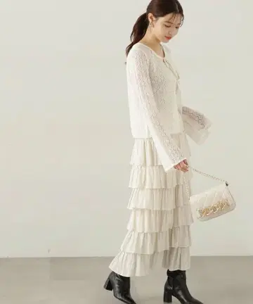 택 포함 새상품 프로포션 티어드 프릴 스커트 24AW