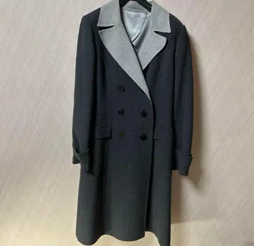 Harrods 다크 그레이 더블 브레스트 롱 코트