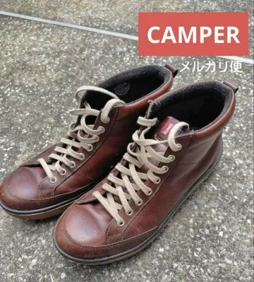 CAMPER 캠퍼 43 남성용 브라운 가죽 하이컷 부츠