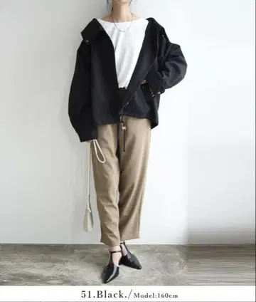 앤잇 스탠드 카라 돌먼 모즈 자켓 블랙