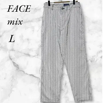 FACEmix 스트레이트 코튼 팬츠 네이비 계열 스트라이프 L