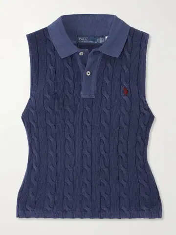 POLO 니트 피케 셔츠 슬리브리스 네이비
