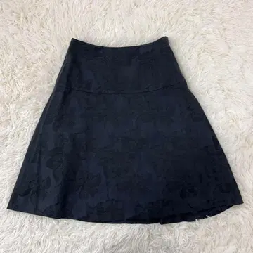 BALLSEY 보르지 코튼 플레어 스커트 36 네이비 총 꽃무늬 절개
