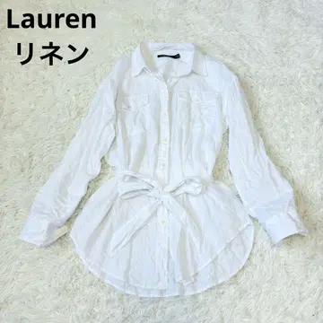 Lauren 랄프 로렌 빅 린넨 셔츠 원피스 2way 리본