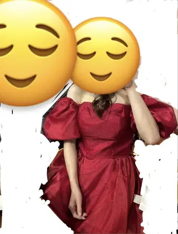 빨간색 오프숄더 롱 드레스