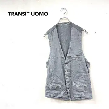 TRANSIT UOMO 이소재 절개 베스트 그레이 린넨 sizeS