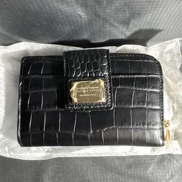 미사용 ] LEATHER JUWELS 접이식 지갑 크로커다일 패턴 블랙