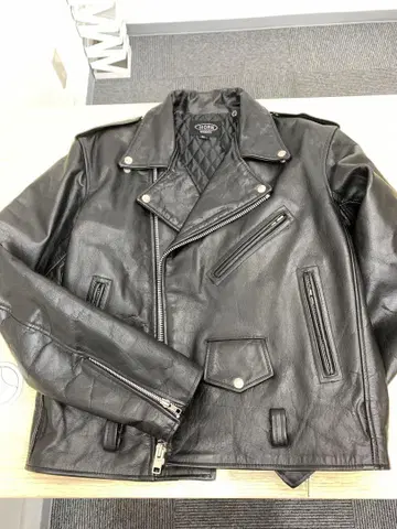 HORN WORKS 블랙 가죽 라이더 자켓