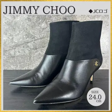 컨디션 최상 지미추 숏부츠 카프 레더/스웨이드 블랙 24cm