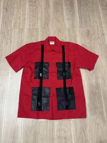 awesome boy icihryu made 가죽 포켓 워크 셔츠