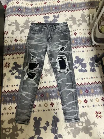 스키니 데님 그레이 야리라 양키 스트릿 패션 28인치