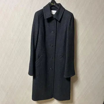 Harrods 다크 그레이 울 롱 코트 L