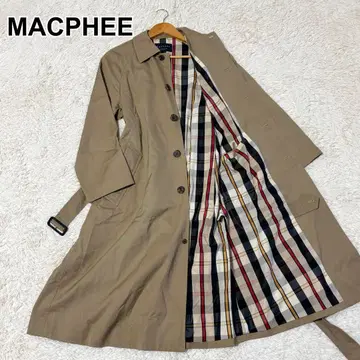 MACPHEE 스텐카라 코트 롱 코트 벨트 포함 베이지 체크