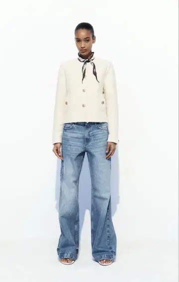 ZARA 노카라 자켓 트위드 자켓