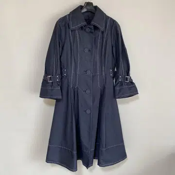투 비 시크 40 데님풍 트렌치코트 다크 블루 라이너 포함 DMW