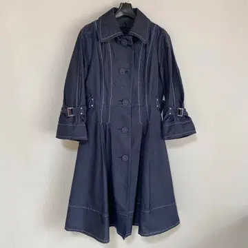 투 비 시크 40 데님풍 트렌치코트 다크 블루 라이너 포함 DMW