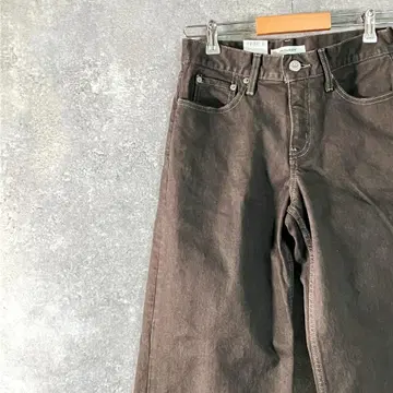 MOUSSY 배기 팬츠 풀렝스 브라운 무지 코튼 집업