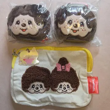 몽치치 페이스 봉제 인형 2개 & 몽치치 사가라 파우치