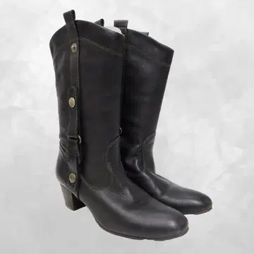 잉그 ing 아몬드 토 가죽 미들 힐 부츠 24cm