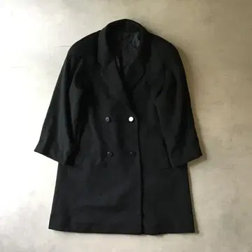 [고급] Cashmere 캐시미어 100% 세미 롱 코트 블랙